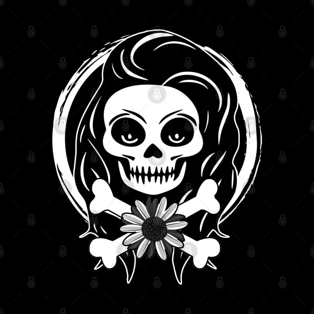 Florist Skull and Flower White Logo by Nuletto