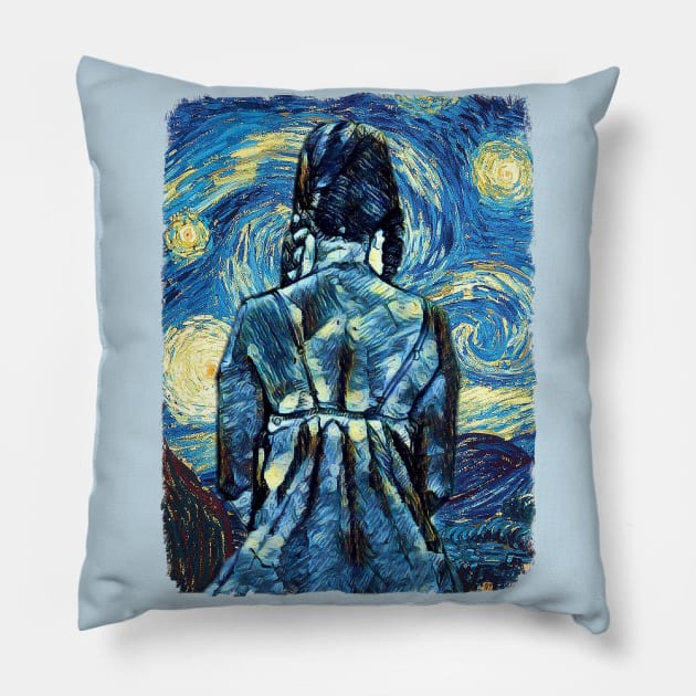 Girl Van Gogh Style Pillow by todos