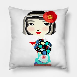 Girl and Cute Fish/Lilah & Luna Pillow