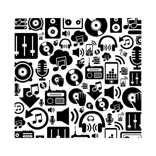 Music Lover Pattern - Radios and Records by ArtOfDJShop