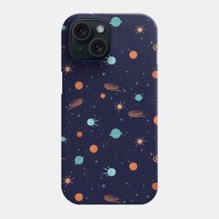 Satellite with planets and stars in endless black space Phone Case