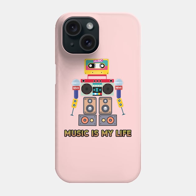 Music is my life,love music, robot Phone Case by zzzozzo