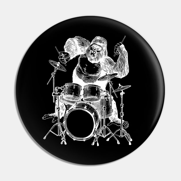 SEEMBO Gorilla Playing Drums Drummer Drumming Musician Band Pin by SEEMBO