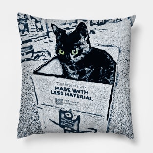 Cat IN A Box - Little Black Kitty Pillow