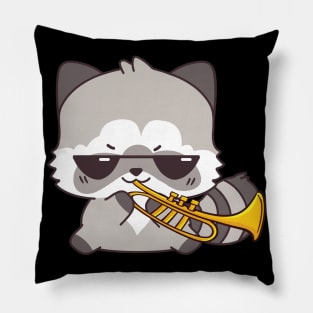 Musical Raccoon Playing On Saxophone Pillow