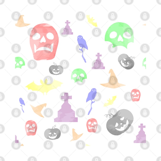 haloween watercolor seamless pattern by maricetak