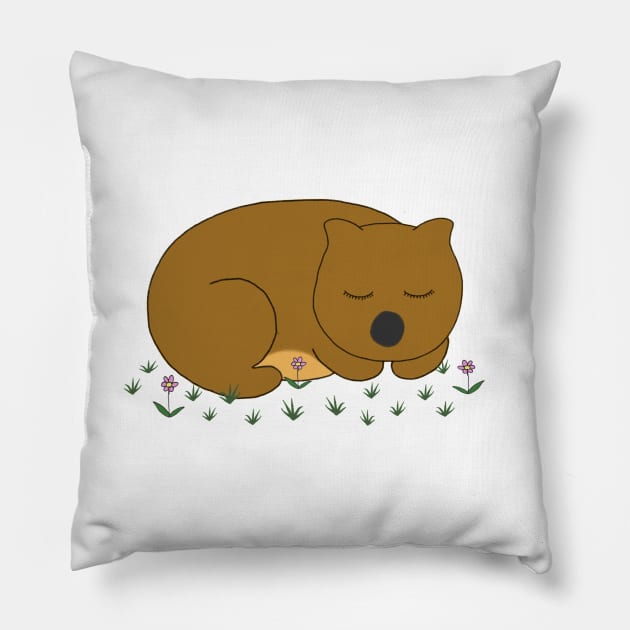 Wombat Dreaming Pillow by wanungara