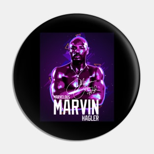 Marvelous Marvin Hagler Boxing Legend Signature Vintage Retro 80s 90s Bootleg Rap Style Pin