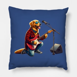 Golden Retriever Playing Guitar Pillow