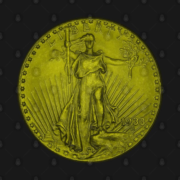 USA Liberty 1933 Coin in Yellow by The Black Panther