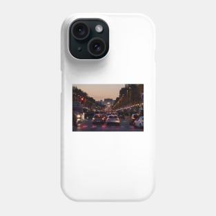 Traffic jam on Champs Elysees, Arc de Triomphe, Paris, France Phone Case