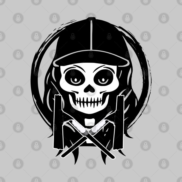 Female Window Cleaner Skull and Squeegee Black Logo by Nuletto