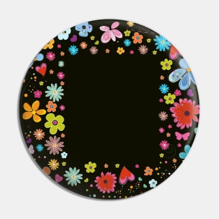 Colorful happy hippie flowers frame Pin