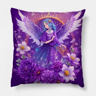 Purple Angel Under Gold Cross Pillow