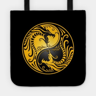 Yellow and Black Yin Yang Dragons Tote