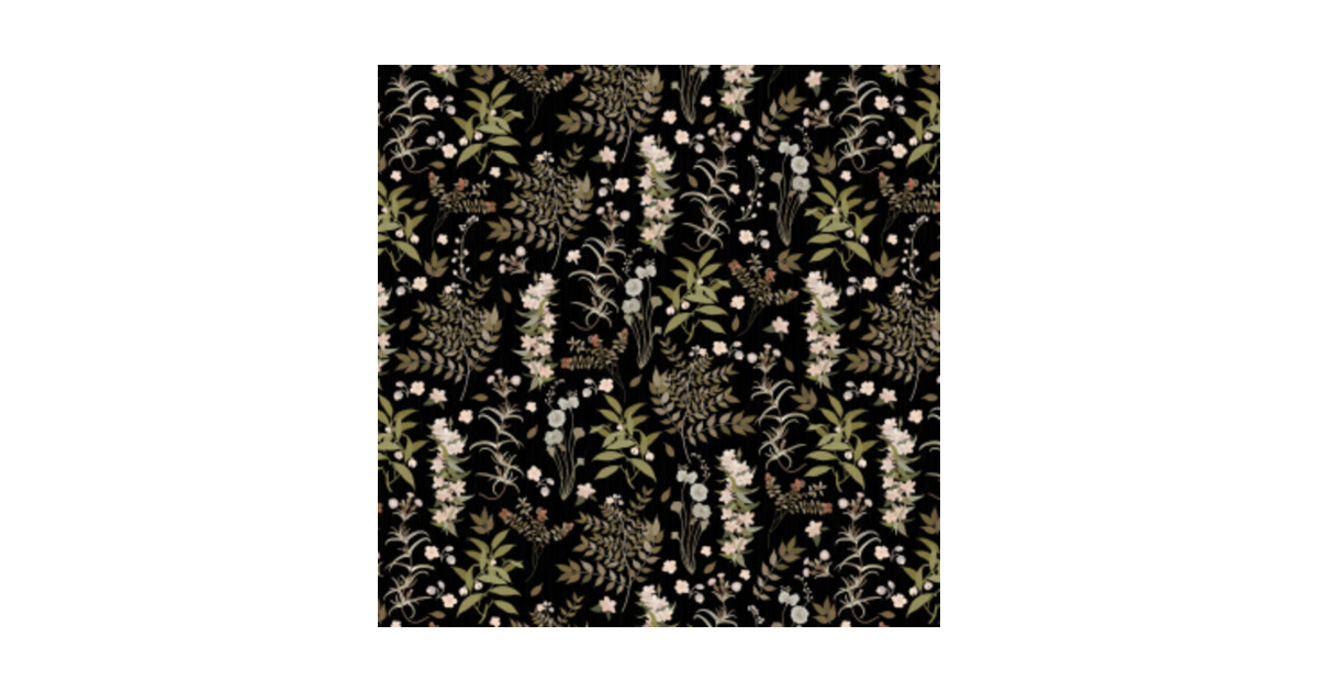 Vintage Wildflowers on Dark Background - Wildflower - Laptop Case