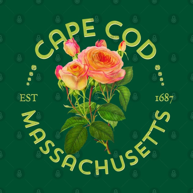 Cape Cod Massachusetts Floral Roses For Women Girls Gardeners Souvenir by Pine Hill Goods