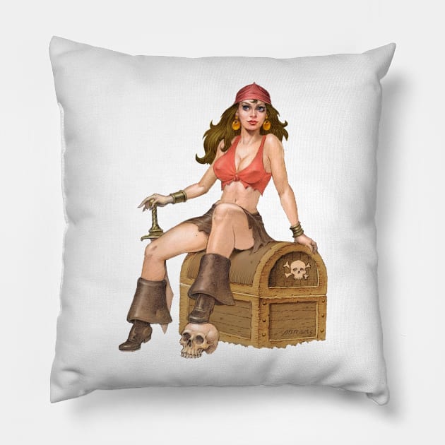 Pirate Girl Color Version Pillow by Paul_Abrams