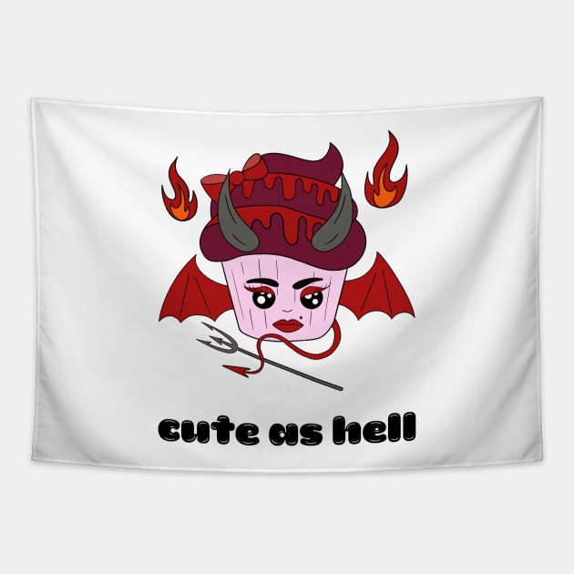 Cute and creepy Halloween devil cup cake - cute as hell Tapestry by Cute_but_crazy_designs