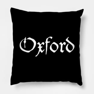 Medieval Calligraphy Oxford Black Lettering Dark Pillow