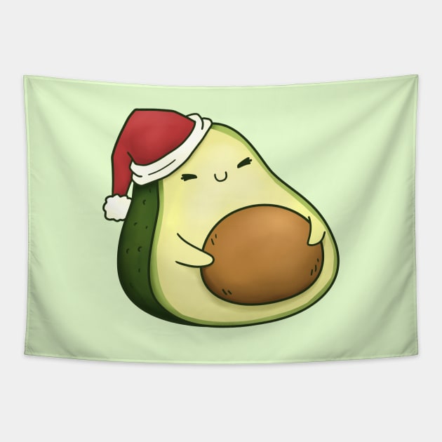 Cute Christmas Avocado in Santa Hat Tapestry by Takeda_Art