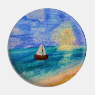 Watercolor Sailboat Pin