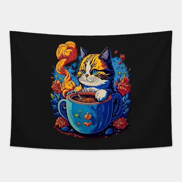 happy american shorthair, funny cat miaw Tapestry by masterpiecesai