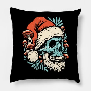 Santa Claus Skull with Fungi Pillow