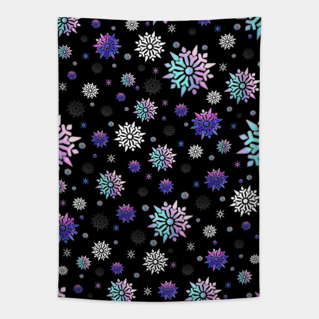 Festive Sky At Night Snowflakes Pattern Tapestry by SartorisArt1
