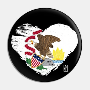 U.S. State - I Love Illinois - Illinois Flag Pin