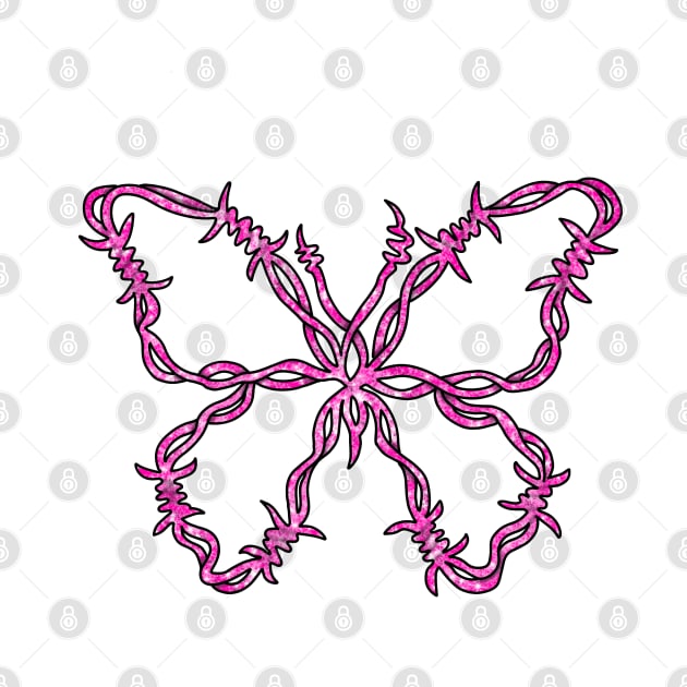 Pink barbed wire butterfly by Becky-Marie