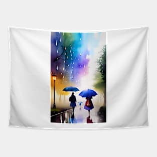 Rainy Day Walk Tapestry