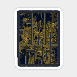 Santiago, Chile City Map Typography - Gold Art Deco Magnet