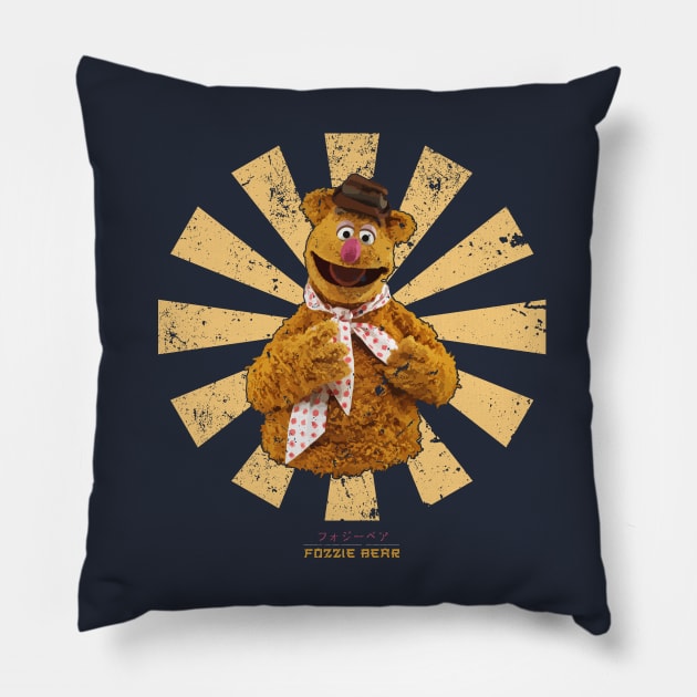 Fozzie Bear Retro Japanese Muppets Pillow by Nova5