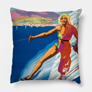 Côte d'Azur Corse France Vintage Poster 1930 Postcard Pillow