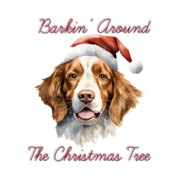 Christmas Brittany Spaniel Dog in Santa Hat by Pawsitive Curios