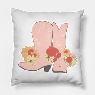 Pink Boots and Flowers Pillow