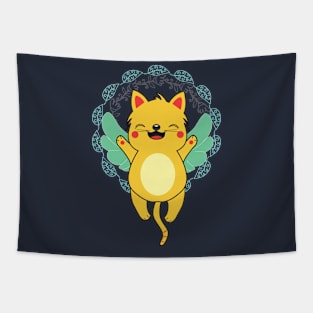 Angel Kitty with Flowers Tapestry