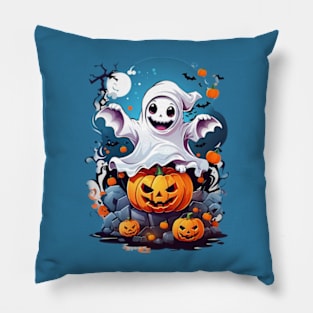 Halloween ghost and spooky pumpkins Pillow