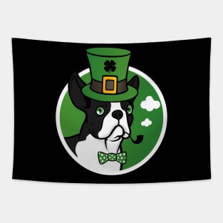 Leprechaun Boston Terrier Funny St. Patrick's Day Tapestry