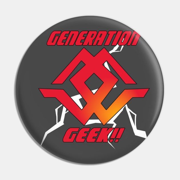 Generation Geek!! Red Dub-G logo with text Pin by Ka-Pow!! The Comic Art Academy