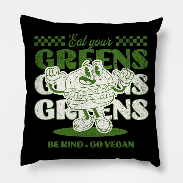 Eat Your Greens, Go Vegan, Vegan Christmas Gifts 2023 Pillow by KindWanderer