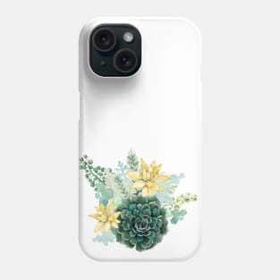 Moss Green Succulent Floral Cacti Bouquet Cluster Phone Case