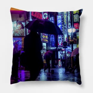 Tokyo Street Neon Synthwave Pillow