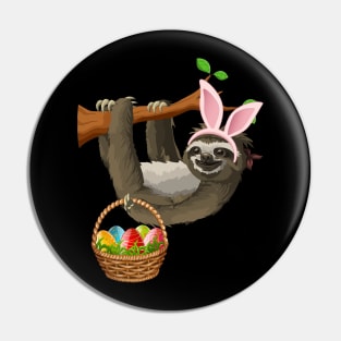 Funny Sloth Easter Day Bunny Ear Egg Easter Shirt Boys Girls Pin