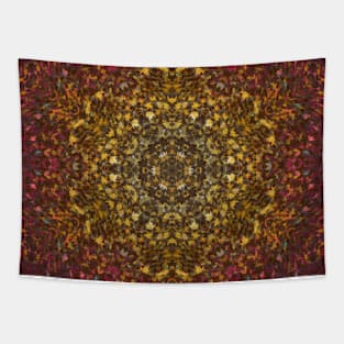 Digital Mandala Yellow Red and Pink Tapestry