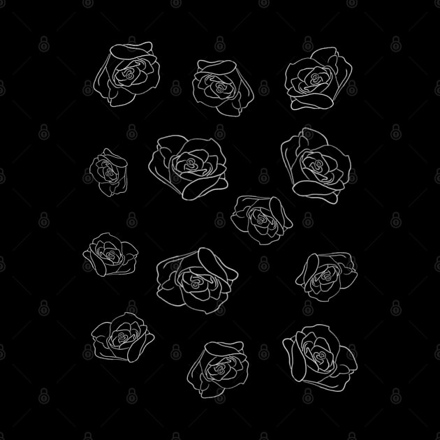Blooming roses | rose petals | Black-and-white by Incubuss Fashion