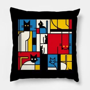 The Mondrian Cats by Tobe Fonseca Pillow