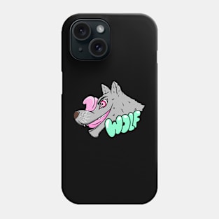 wolf cartoon - green Phone Case