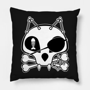 Kawaii Pirate Cat Skull and Cross Bones, Halloween Pillow